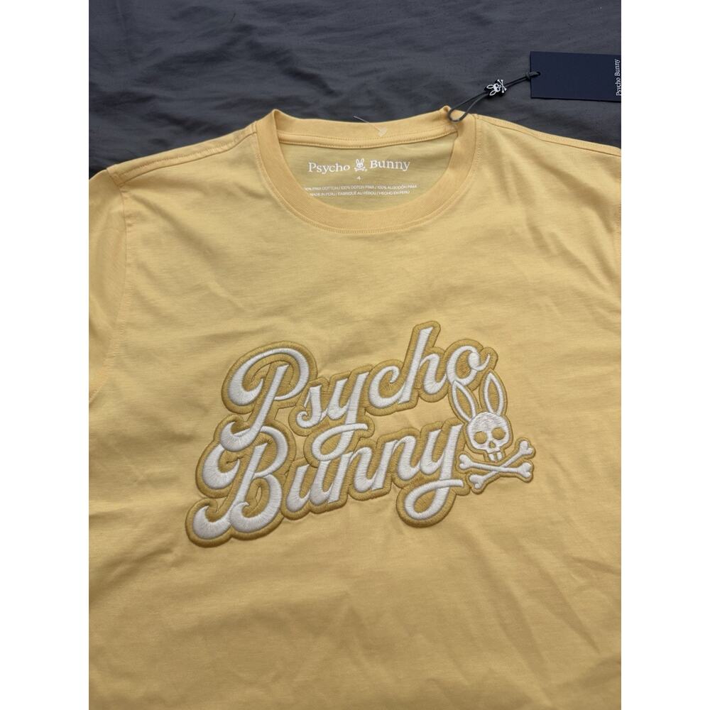 Psycho Bunny Elias Graphic Tee Mens S Sz 4 Sahara Sun Yellow Embroidered NWT